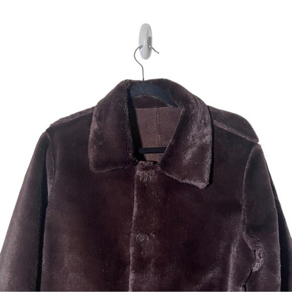 Brandon Thomas Reversible Faux Fur Brown Coat Small - Picture 10 of 15